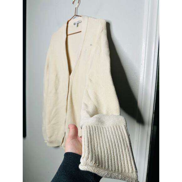 TOCCIN x RTR Off-White 100% Cotton Knit Front Button Beach Cardigan Size Large - Picture 6 of 15